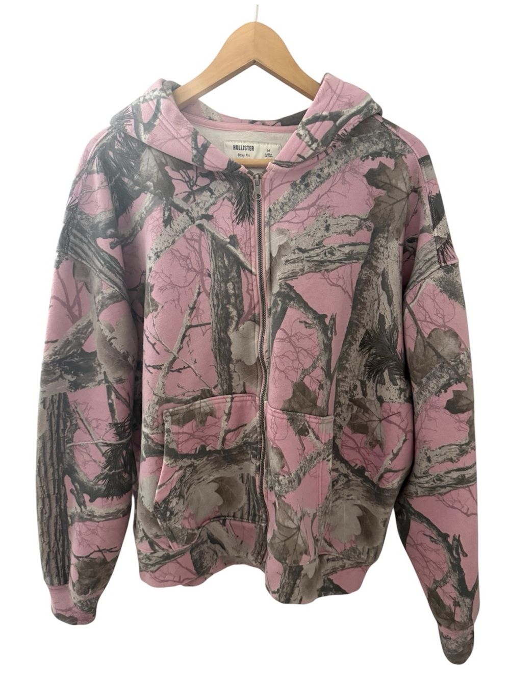 HOLLISTER Pink Camo Hooded Zip Jacket